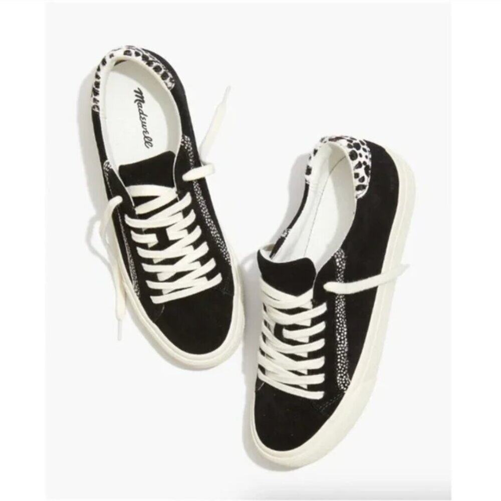 Madewell Sidewalk Low-Top Sneakers in Suede and Spot Calf Hair